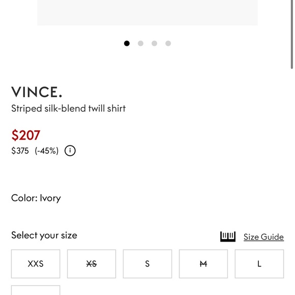 Vince Striped Silk Blend Twill Shirt Cream Black Excellent Size XS - Picture 9 of 12